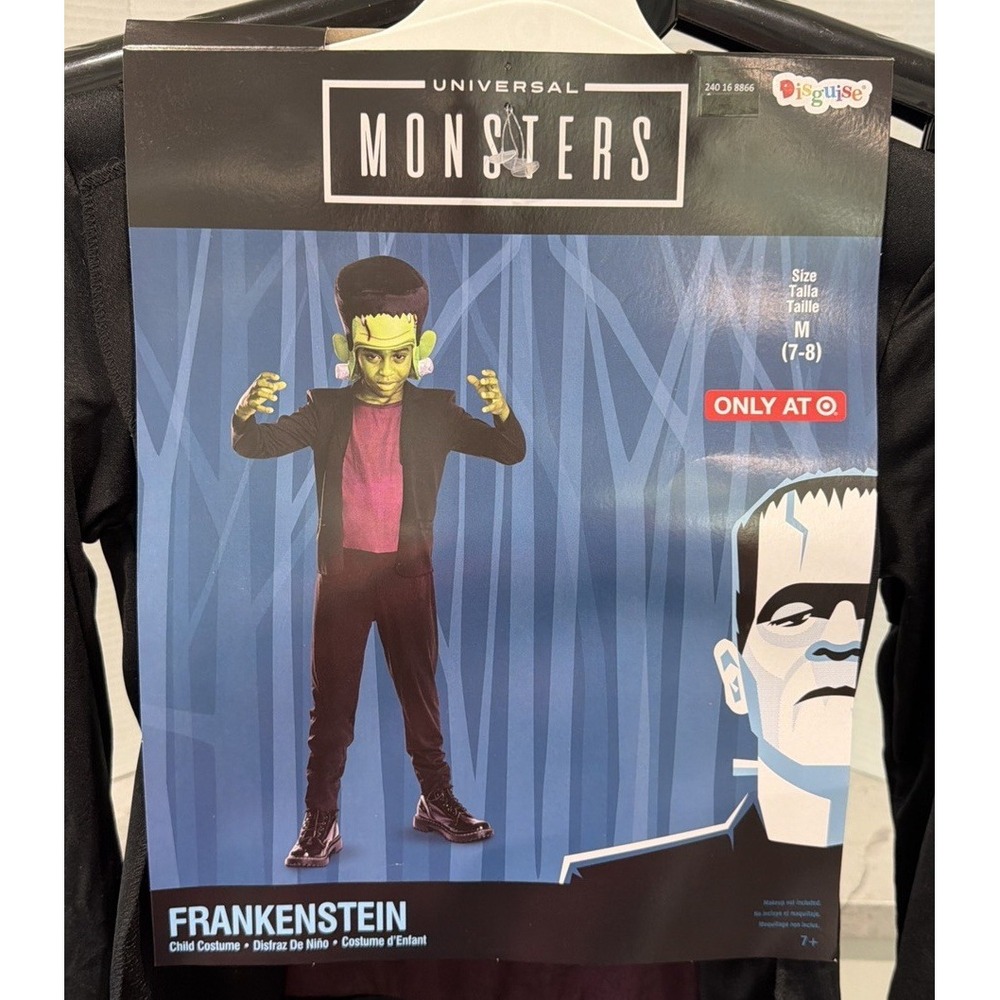 Frankenstein Universal Monsters Halloween Costume Child M 7-8 Soft Headpiece